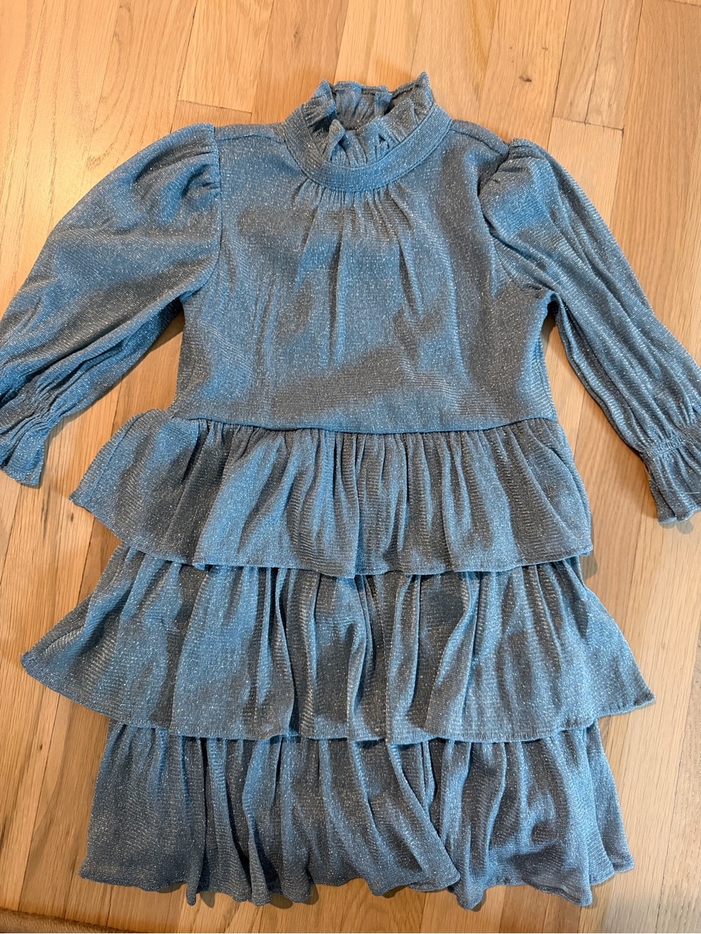 Janie and Jack blue shimmer ruffle dress size 5